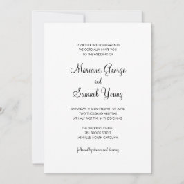 Convites Casamento Simples Preto e Branco de Script Elegant