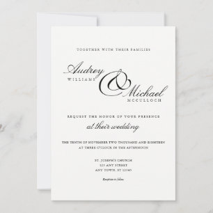 Convites Casamento Simples Preto e Branco Elegante