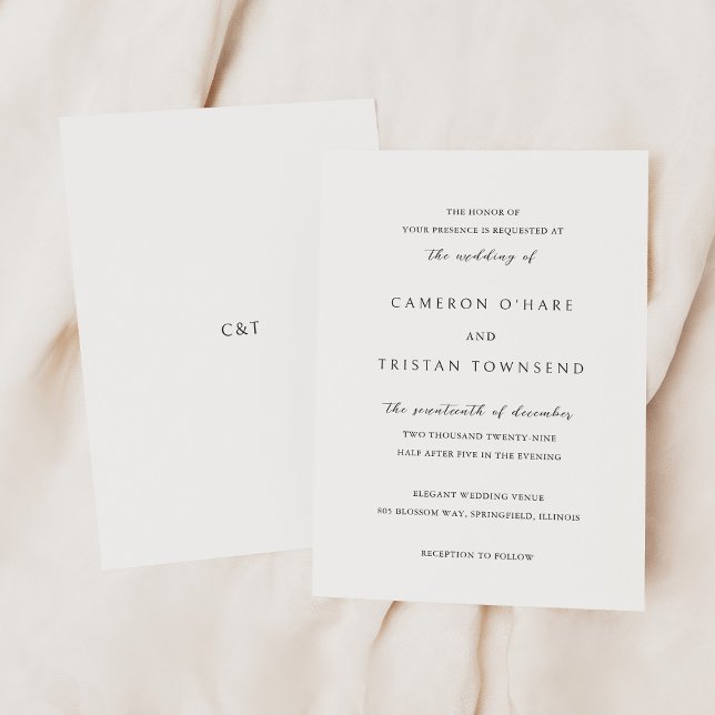 Convites Casamento Simples Preto e Branco Limpo (Criador carregado)