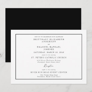 Convites Casamento Simples Preto e Branco Sem Pais Listados