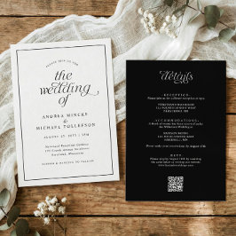 Convites Casamento Simples Preto e Branco Tudo em Um
