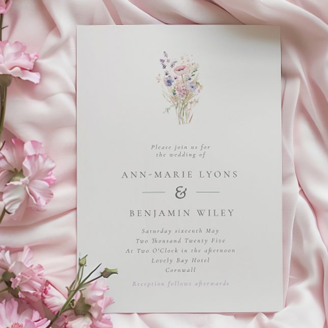 Convites Casamento Simples Primavera Lilac Wildflower (Criador carregado)