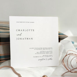 Convites Casamento Simples Quadrado Branco Moderno Elegante