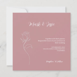 Convites Casamento Simples Rosa e Branco