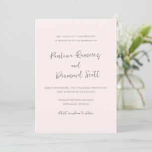 Convites Casamento Simples Rosa Moderno