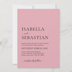 Convites Casamento Simples Rosa Pastel