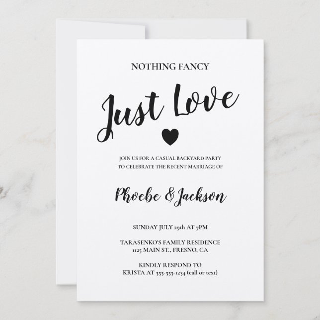 Convites Casamento Simples Rustic Kraft Festa de Elopamento (Frente)