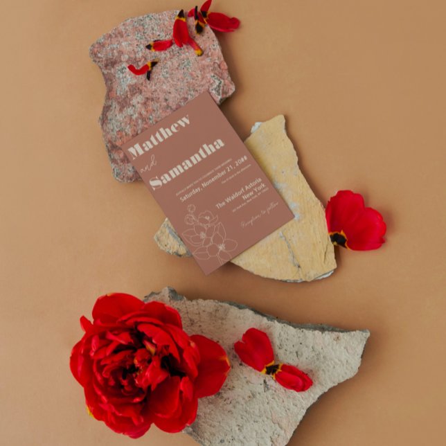 Convites Casamento Simples Terracota Queimou Laranja Caligr (Criador carregado)