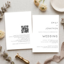 Casamento Simples Tipografia Código QR Preto e Bra