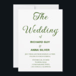 Convites Casamento Simples Verde e Branco do Sage Moderno<br><div class="desc">Convite Simples para Casamento Verde e Branco da Sage Moderna</div>