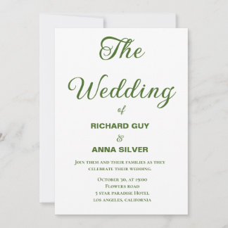 Convites Casamento Simples Verde e Branco do Sage Moderno