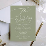 Convites Casamento Simples Verde e Branco Moderno<br><div class="desc">Simples White e Sage Green Modern Wedding Convite para um casamento formal ou informal. Com uma caligrafia moderna impressionante e branca.</div>