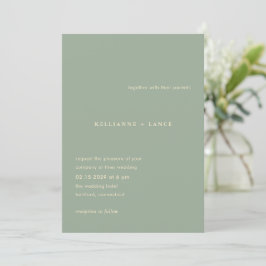 Convites Casamento Simples Verde Salvia Moderno