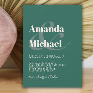 Convites Casamento Simples Verde Verde Moderno Minimalista