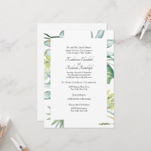 Convites Casamento Simplesmente Elegante com Verdura Tropic