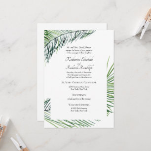 Convites Casamento Simplesmente Elegante de Palmeiras Tropi