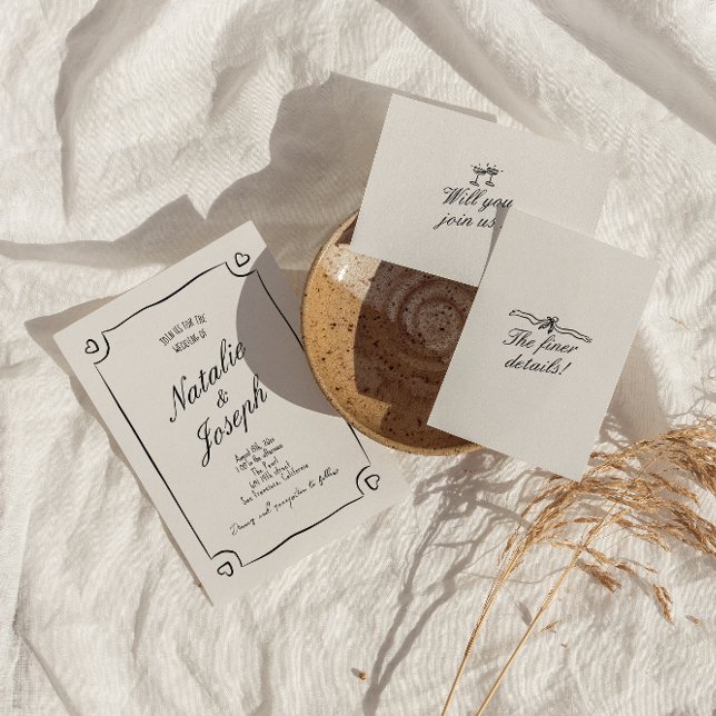 Convites Casamento Simulado De Cuta Quente Desenhada À Mão (Criador carregado)