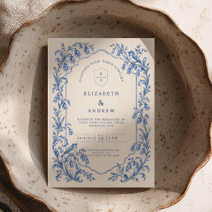 Convites Casamento Sinoflores Azul Chinoiserie Pássaros