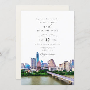 Convites Casamento Skyline Cidade de AUSTIN TEXAS