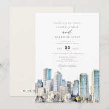 Casamento Skyline De BOSTON Massachusetts Watercol