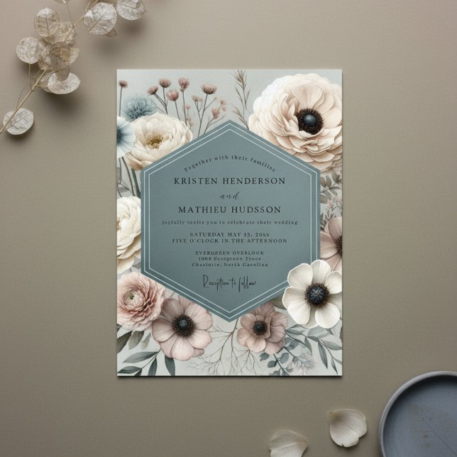 Convites Casamento Slate Bloom (Criador carregado)