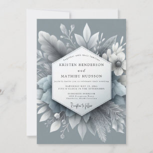Convites Casamento Slate Blue Frosty Flora