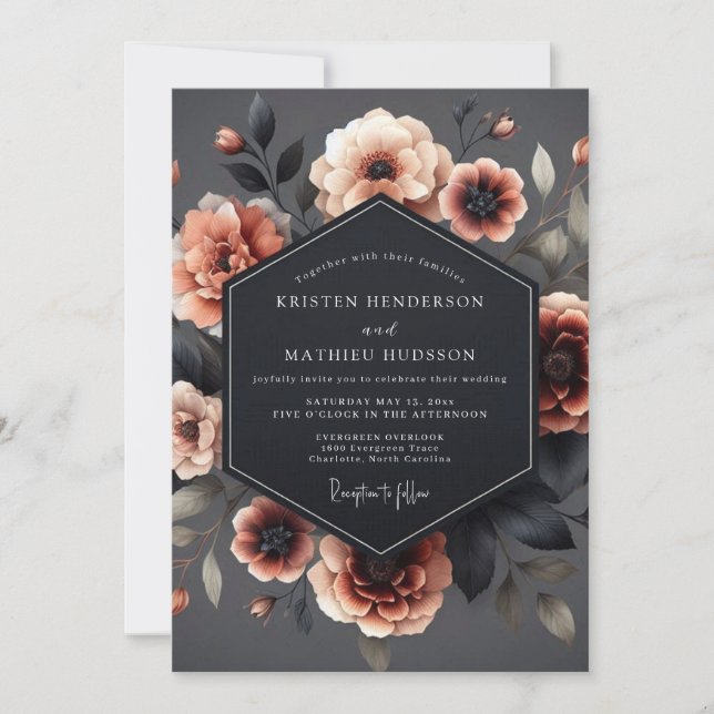 Convites Casamento Slate Blush Chiaroscuro (Frente)