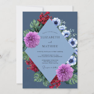 Convites Casamento Slate Magenta Dahlia