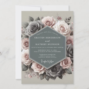Convites Casamento Slate & Mauve Somber Rose