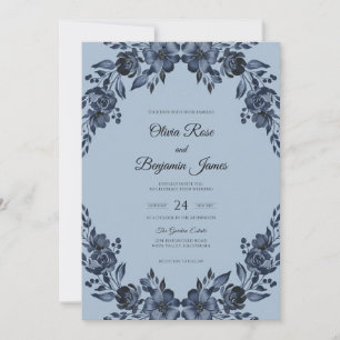 Convites Casamento Slate Navy Bloom