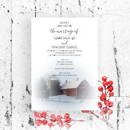 Convites Casamento Snowy Barn e Silo Winter Country