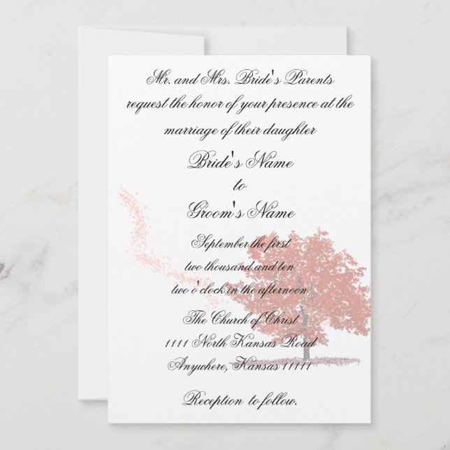 Convites Casamento sob a árvore de outono (Frente)