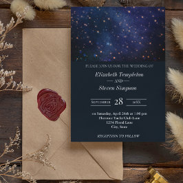Convites Casamento sob o céu estrelado estrelas azul