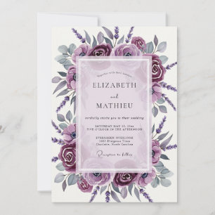 Convites Casamento Sofisticado de Primavera em Tons de Malv