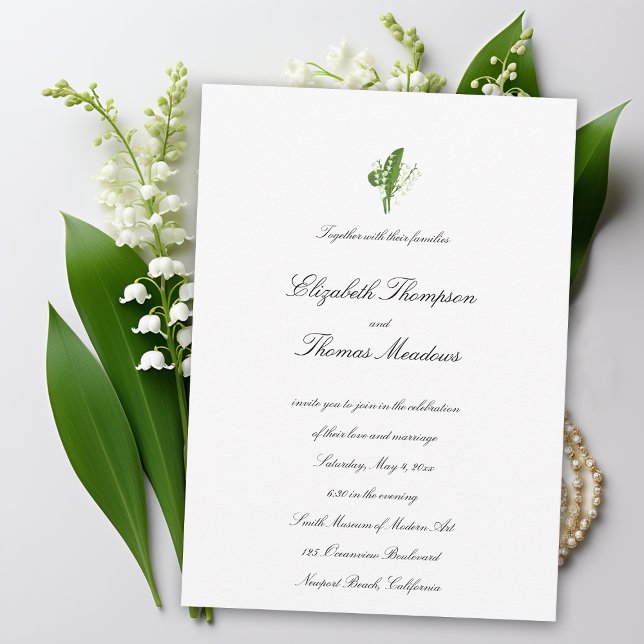 Convites Casamento sofisticado e informal de Lily Valley (lily of the valley wedding invitation informal non traditional casual elegant art unique original)