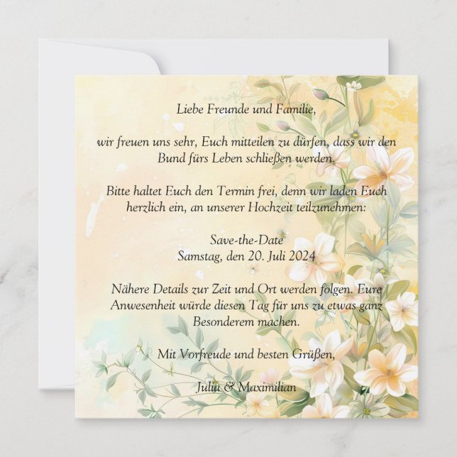 Convites Casamento sofisticado em pastel (Frente)