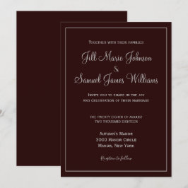 Convites Casamento Sofisticado em Plum e Cinza