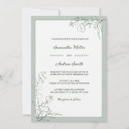 Convites Casamento sofisticado em verde sálvia