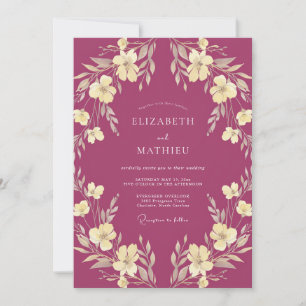 Convites Casamento Sofisticado Magenta Natureza
