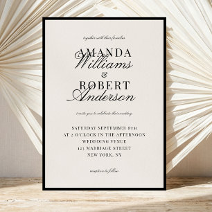 Convites Casamento Sofisticado Preto e Marfim Old Money