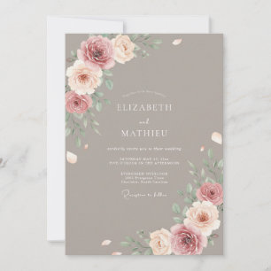 Convites Casamento Sofisticado Taupe Vintage