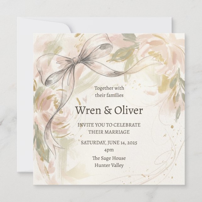 Convites Casamento Soft Magnolia (Frente)