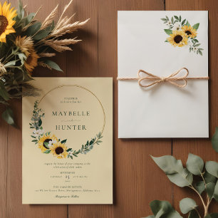 Convites Casamento Solar de Girassol com Cor Amarela