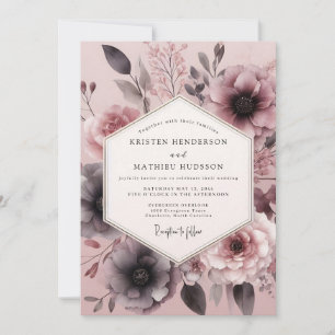 Convites Casamento Somber Bloom Rosa Empoeirado