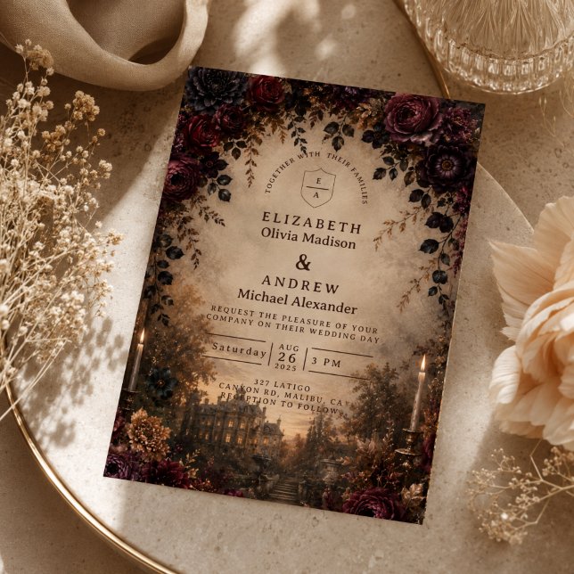 Convites Casamento Sombrio de Outono Escuro (Criador carregado)