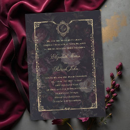 Convites Casamento Sombrio Vitoriano Vintage Dourado