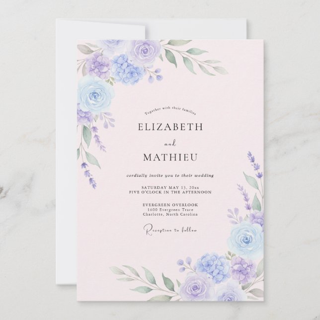Convites Casamento Sonhador de Lavanda na Primavera (Frente)