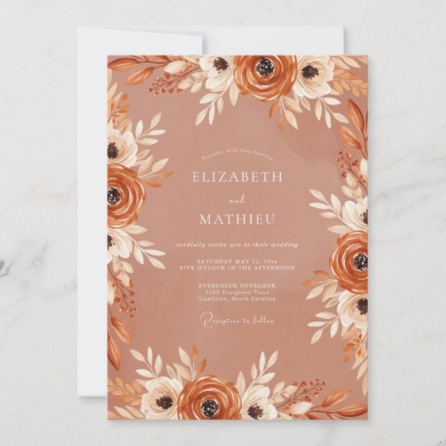 Convites Casamento Sonhador Sienna Outonal (Frente)