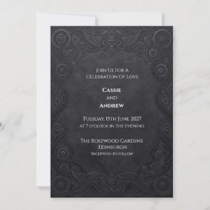 Convites Casamento Steampunk Gótico a Carvão