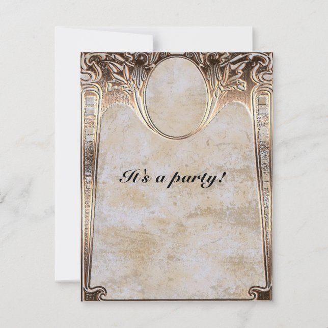 Convites Casamento Steamunk com Relevo Dourado (Frente)